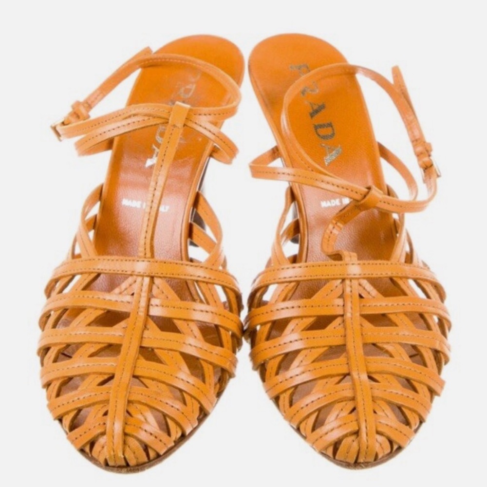 Vintage Prada Women's Brown Strappy Sandals